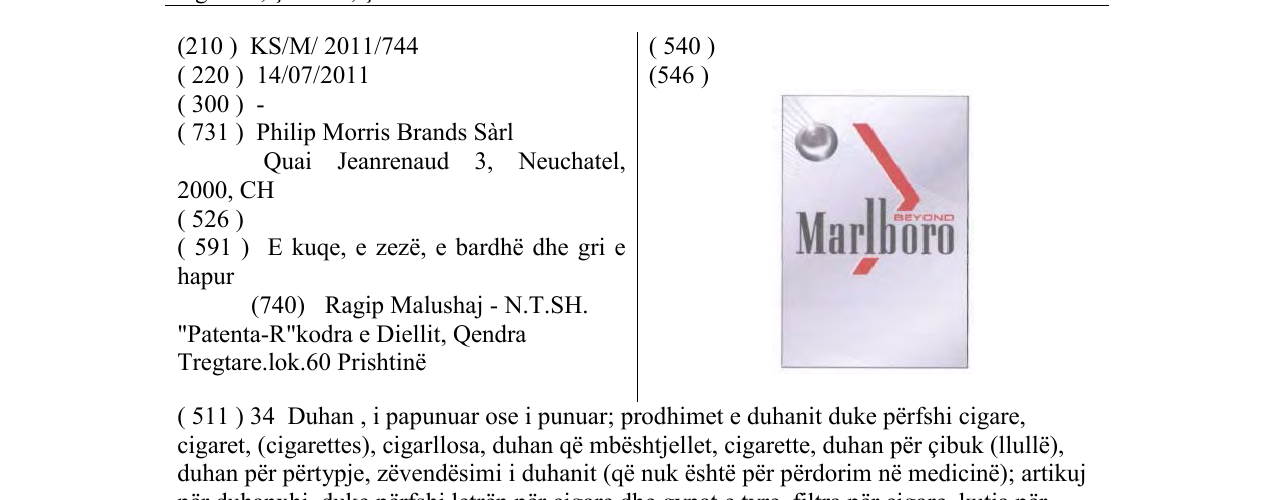 Zëri i markës Marlboro në buletin