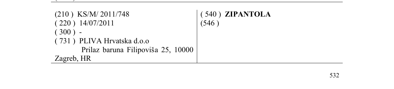 Zëri i markës ZIPANTOLA në buletin