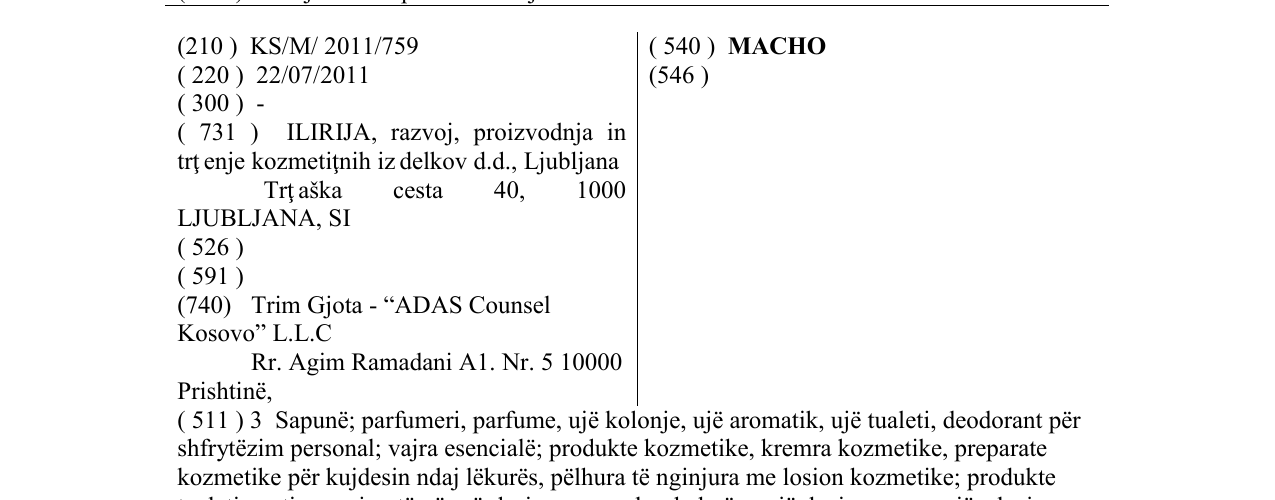 Zëri i markës MACHO në buletin