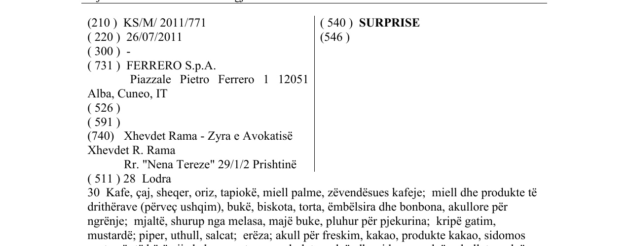 Zëri i markës SURPRISE në buletin