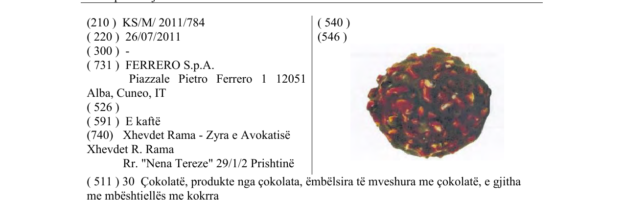 Zëri i markës PRALINE DEVICE në buletin