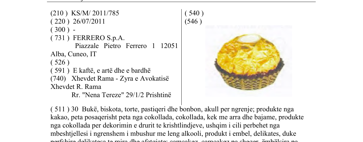 Zëri i markës PRALINE DEVICE në buletin