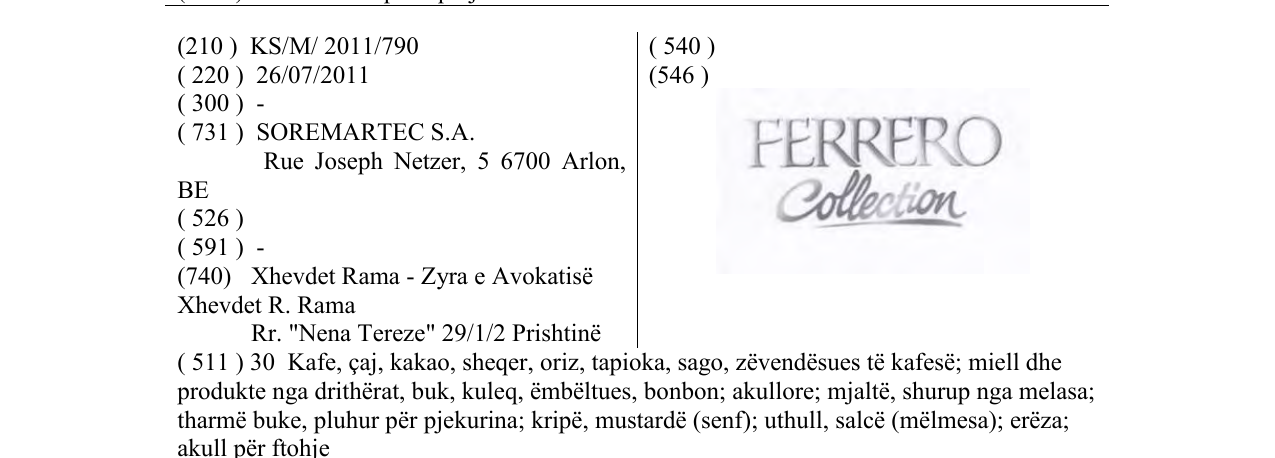 Zëri i markës FERRERO Collection në buletin