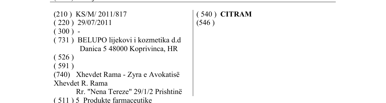 Zëri i markës CITRAM në buletin
