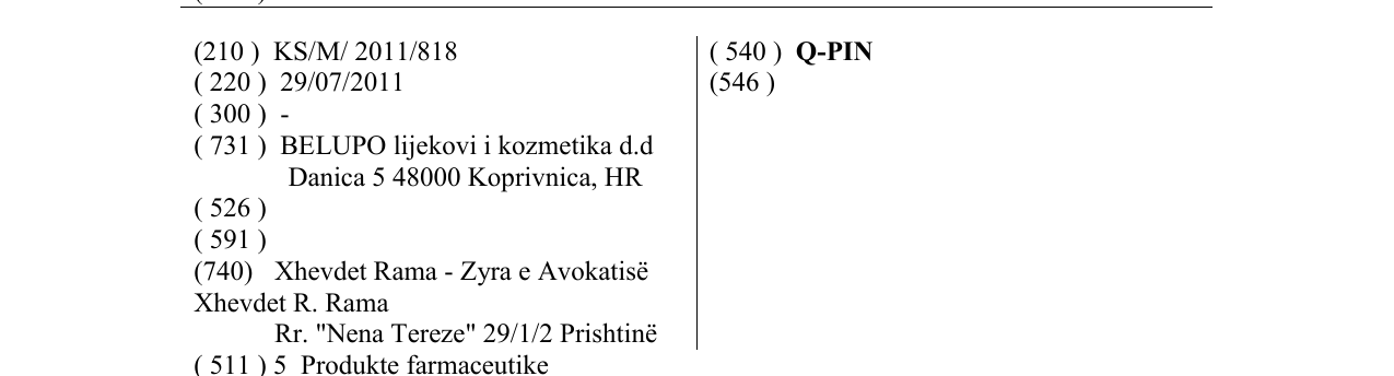 Zëri i markës Q-PIN në buletin