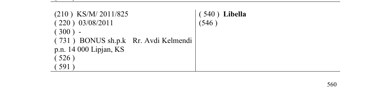 Zëri i markës Libella në buletin