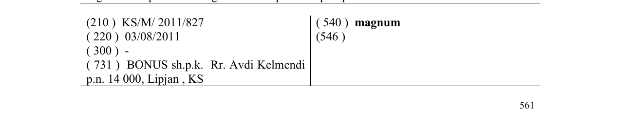 Zëri i markës magnum në buletin