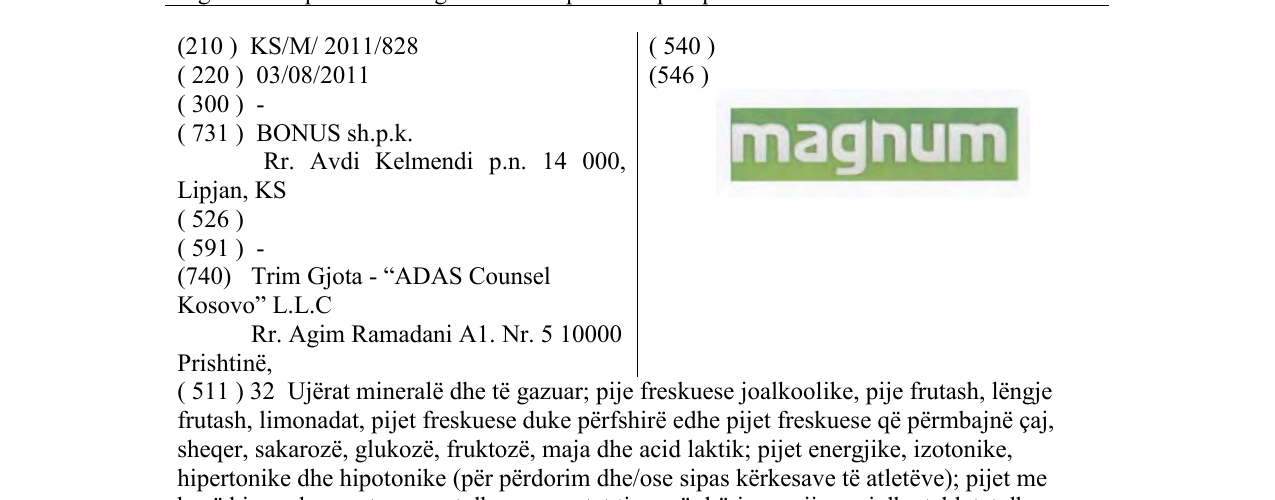 Zëri i markës magnum në buletin