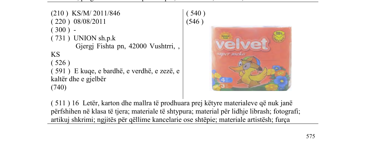 Zëri i markës velvet super meko në buletin