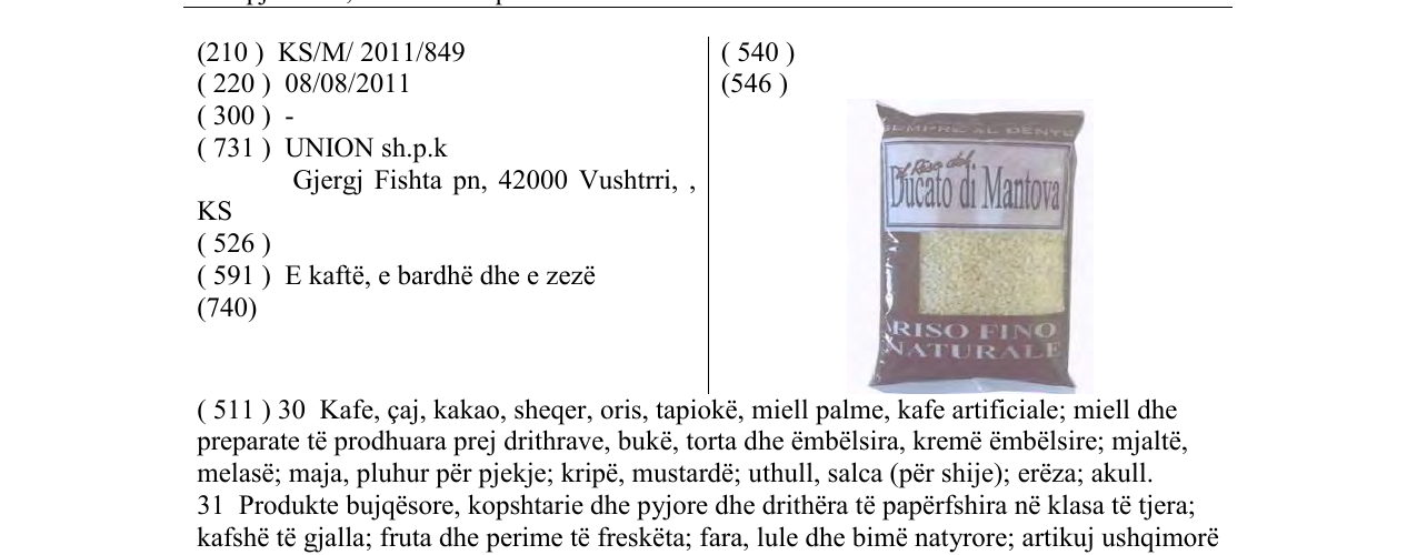 Zëri i markës Ducato di Mantova në buletin