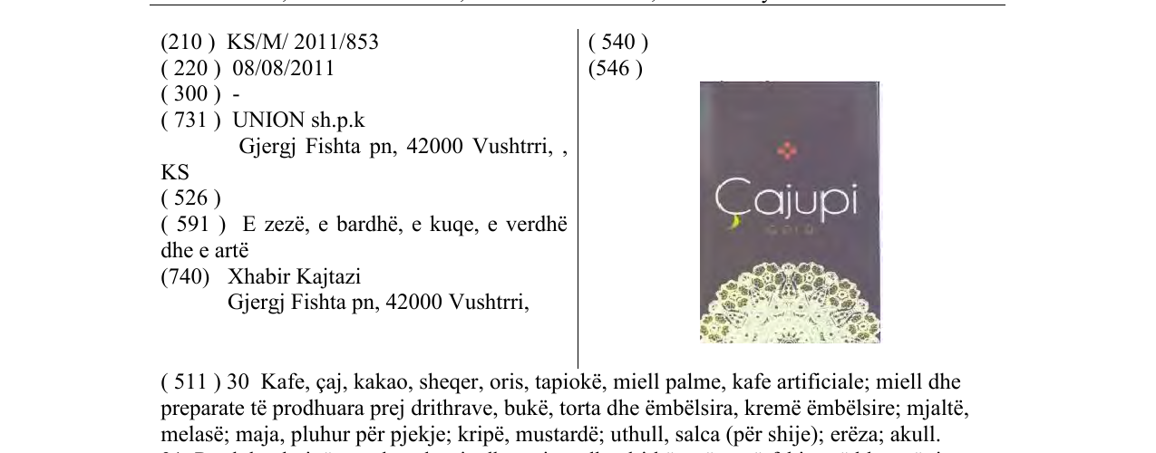 Zëri i markës Çajupi GOLD në buletin