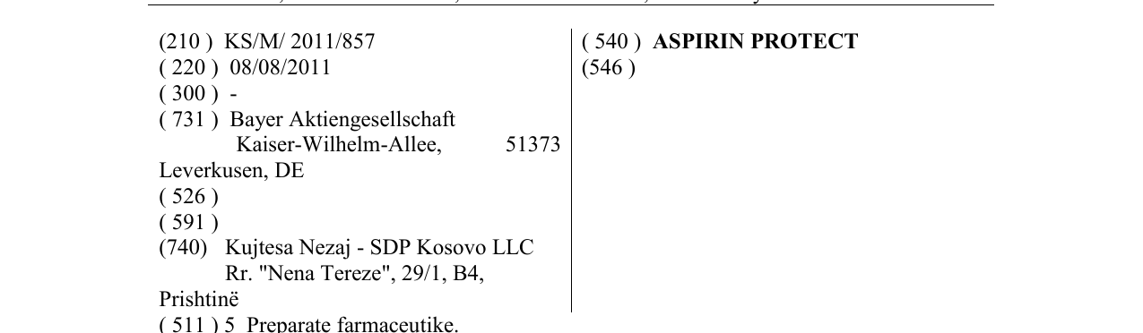 Zëri i markës ASPIRIN PROTECT në buletin