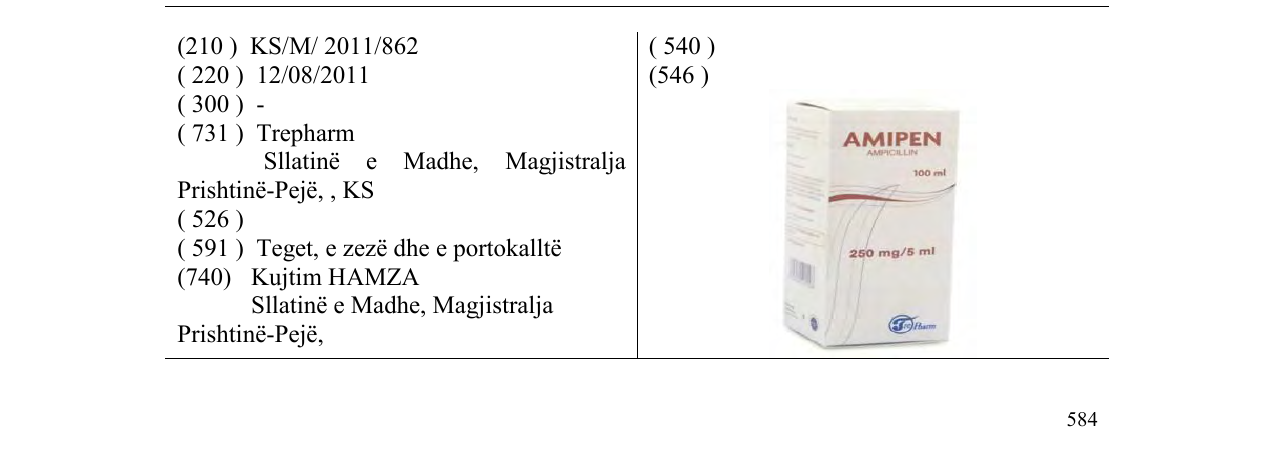 Zëri i markës AMIPEN në buletin
