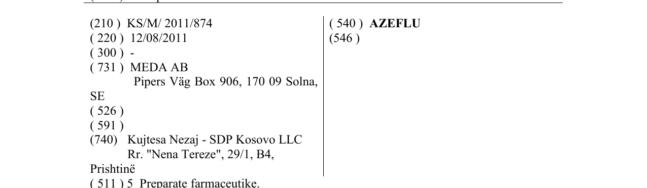 Zëri i markës AZEFLU në buletin