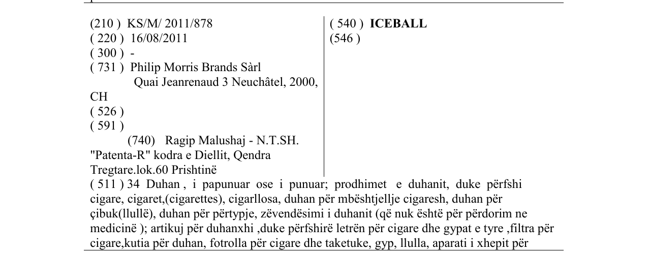 Zëri i markës ICEBALL në buletin