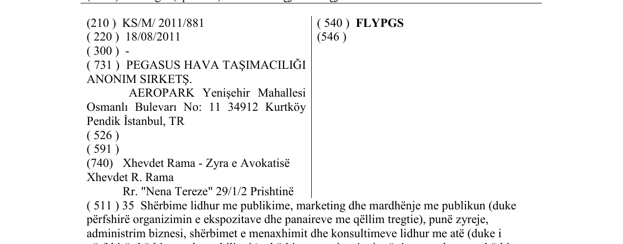 Zëri i markës FLYPGS në buletin