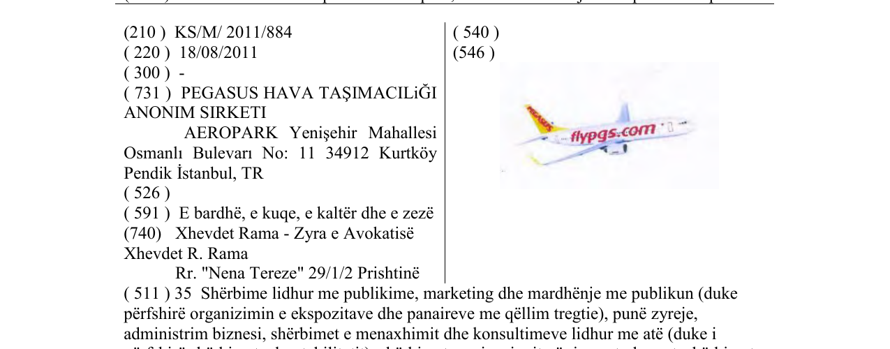 Zëri i markës PEGASUS flypgs.com në buletin