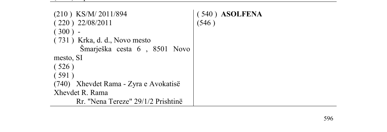 Zëri i markës ASOLFENA në buletin