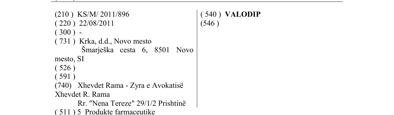 Zëri i markës VALODIP në buletin