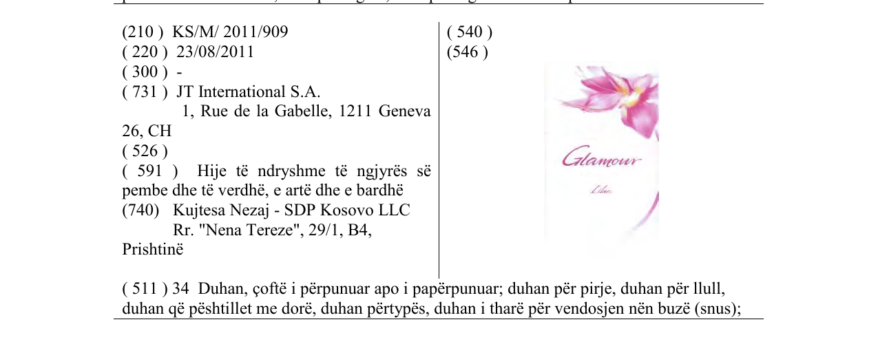 Zëri i markës Glamour në buletin