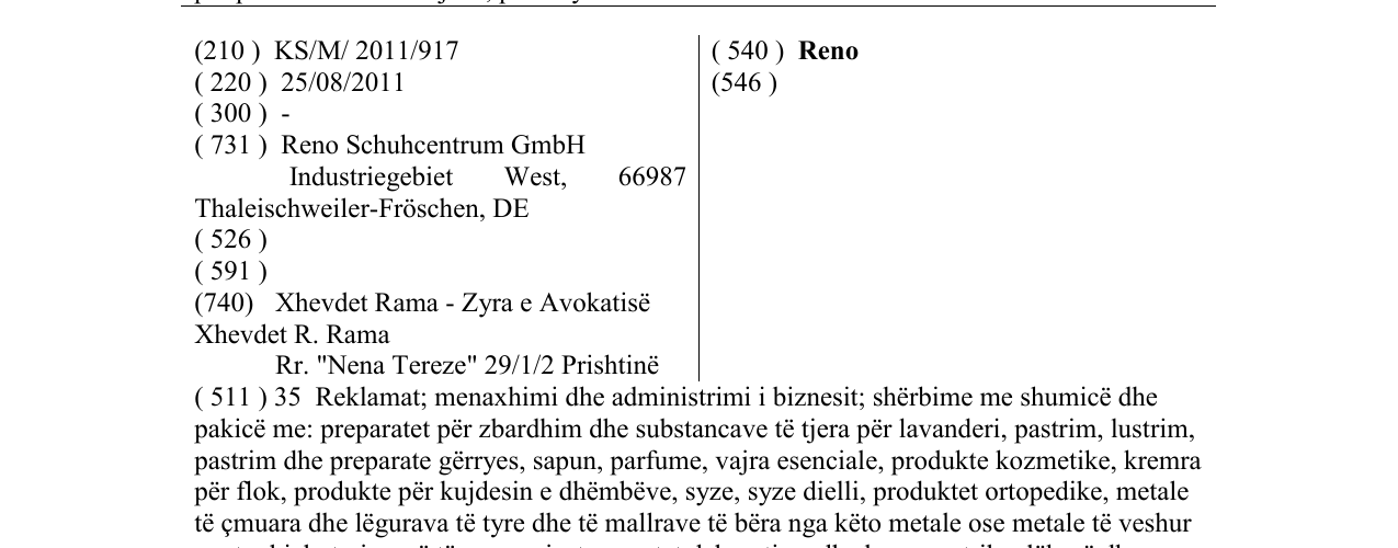 Zëri i markës Reno në buletin