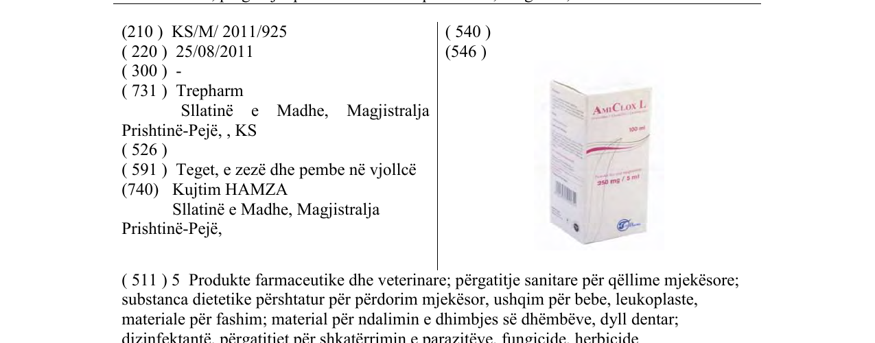 Zëri i markës AMICLOX L në buletin