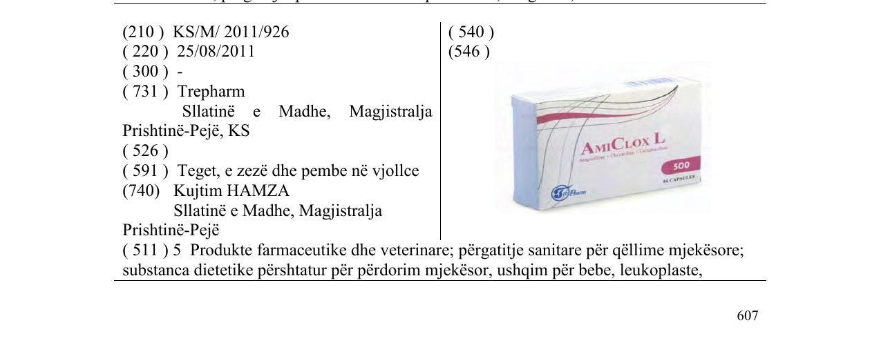Zëri i markës AMICLOX L në buletin