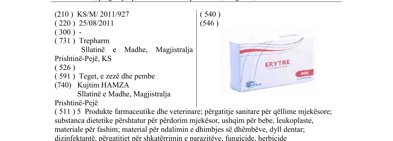 Zëri i markës ERYTRE në buletin