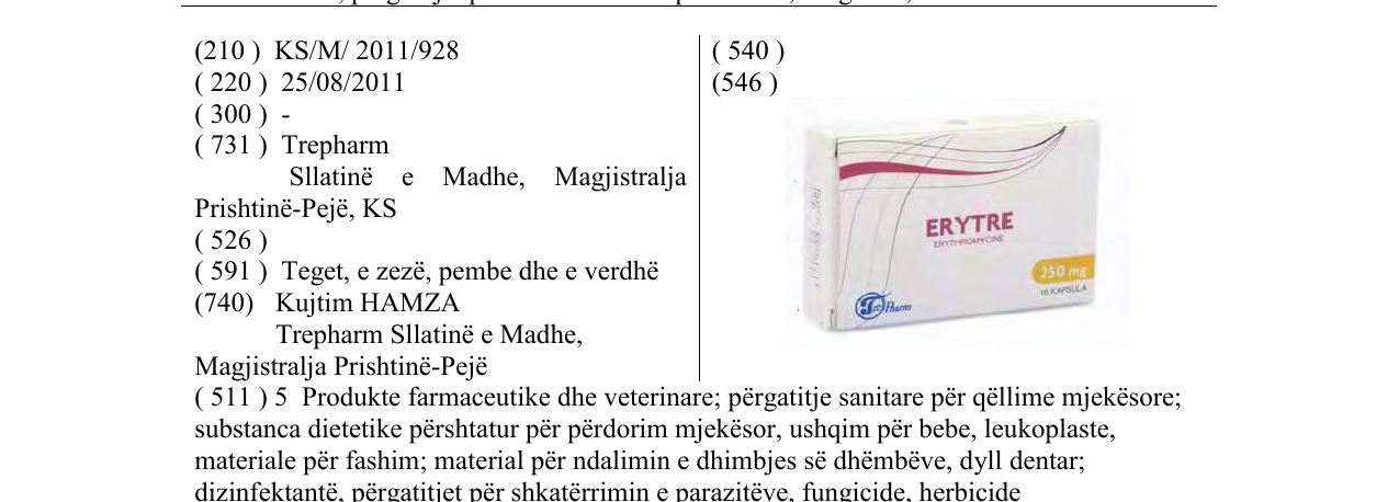 Zëri i markës ERYTRE në buletin
