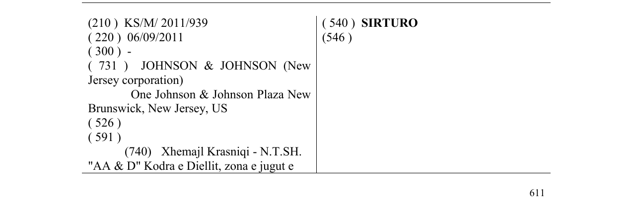 Zëri i markës SIRTURO në buletin
