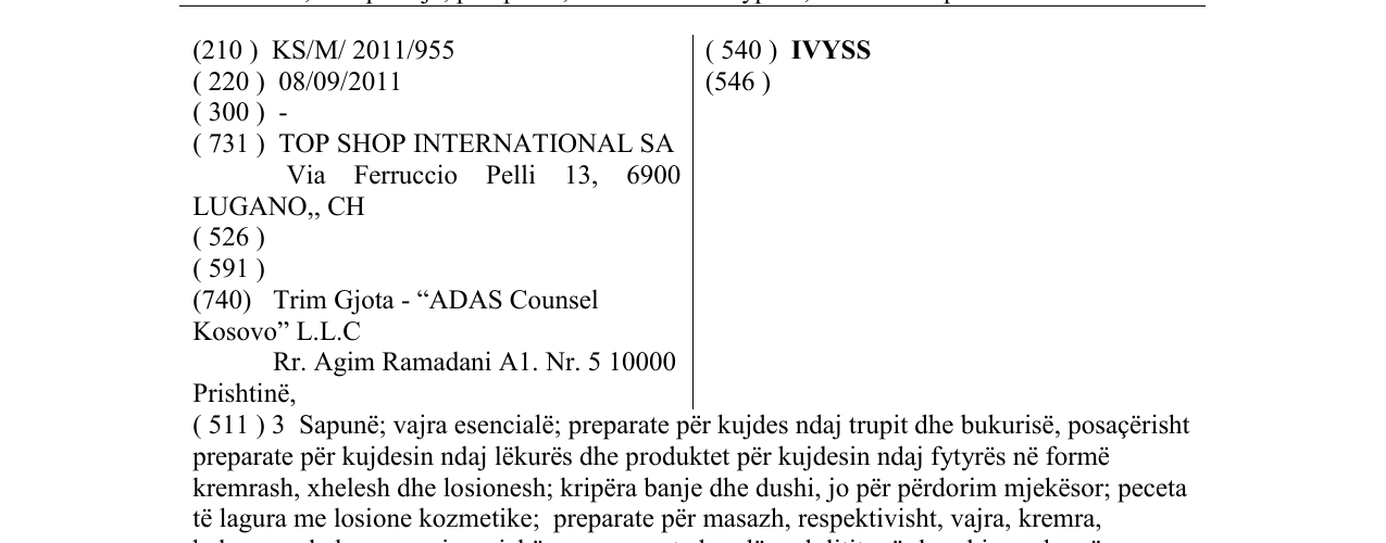 Zëri i markës IVYSS në buletin