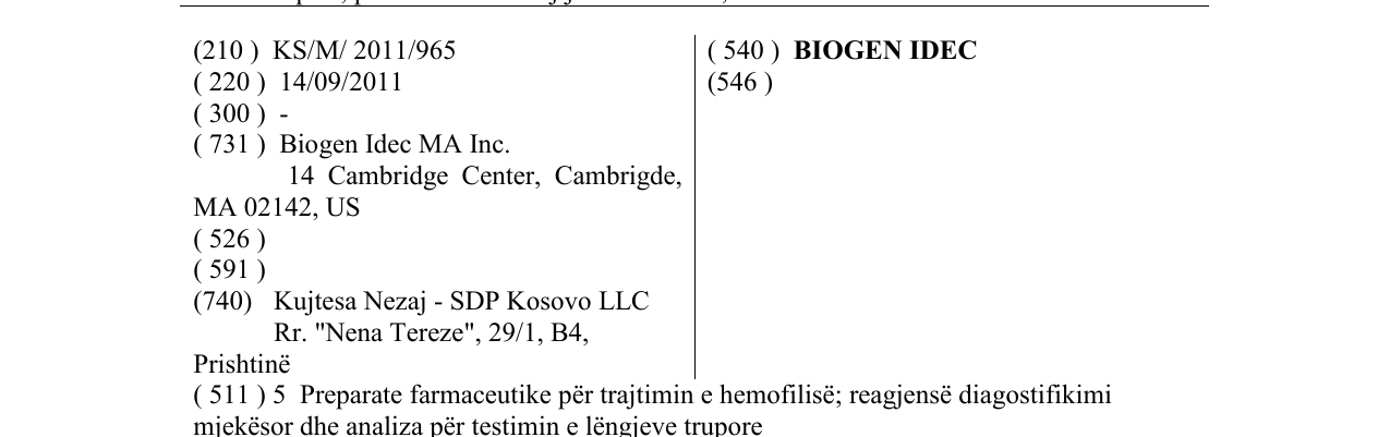 Zëri i markës BIOGEN IDEC në buletin
