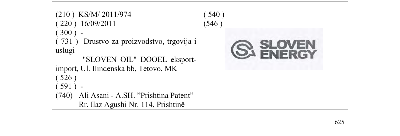 Zëri i markës SLOVEN ENERGY në buletin