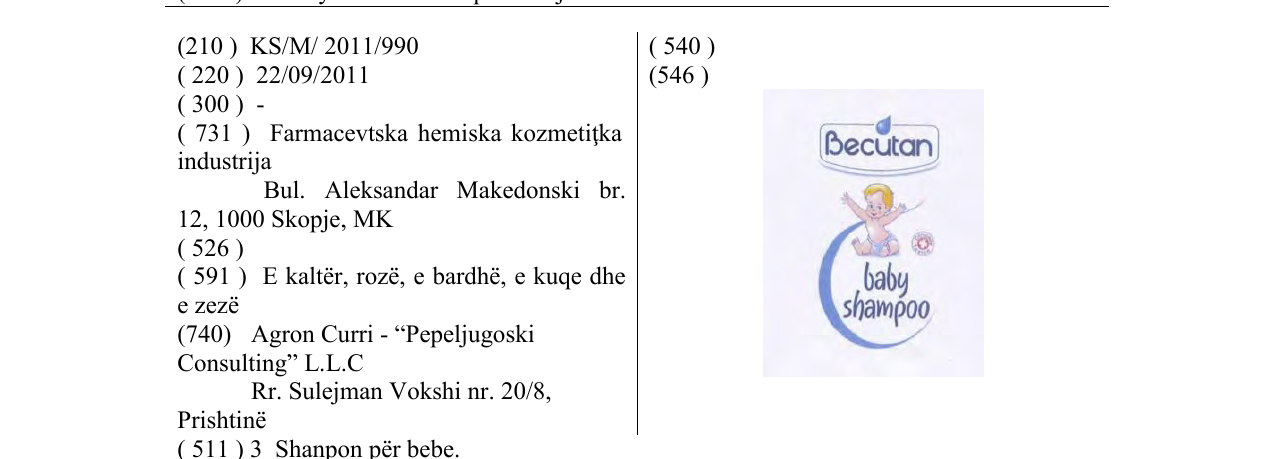 Zëri i markës Becutan në buletin