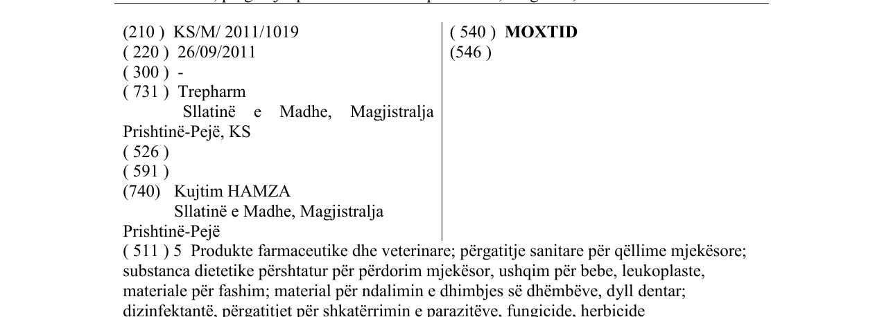 Zëri i markës MOXTID në buletin