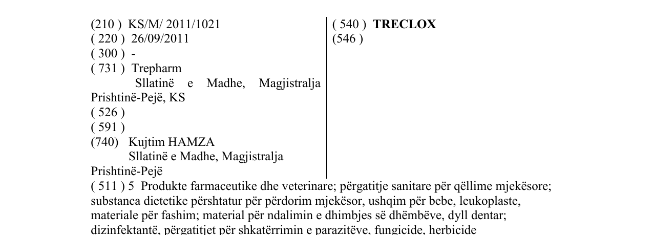 Zëri i markës TRECLOX në buletin