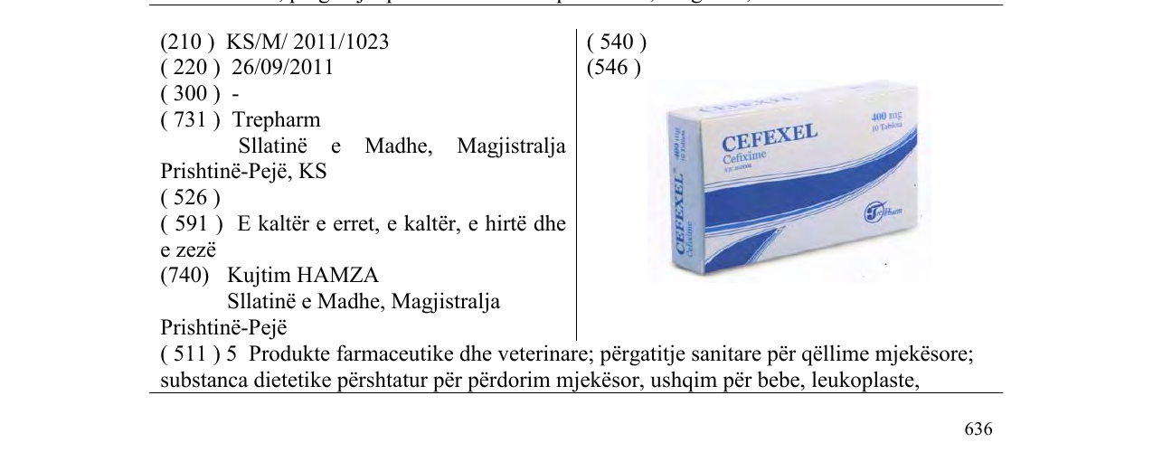 Zëri i markës CEFEXEL në buletin