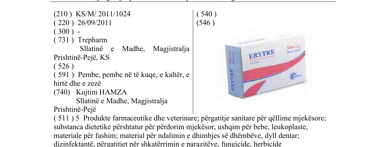 Zëri i markës ERYTRE në buletin