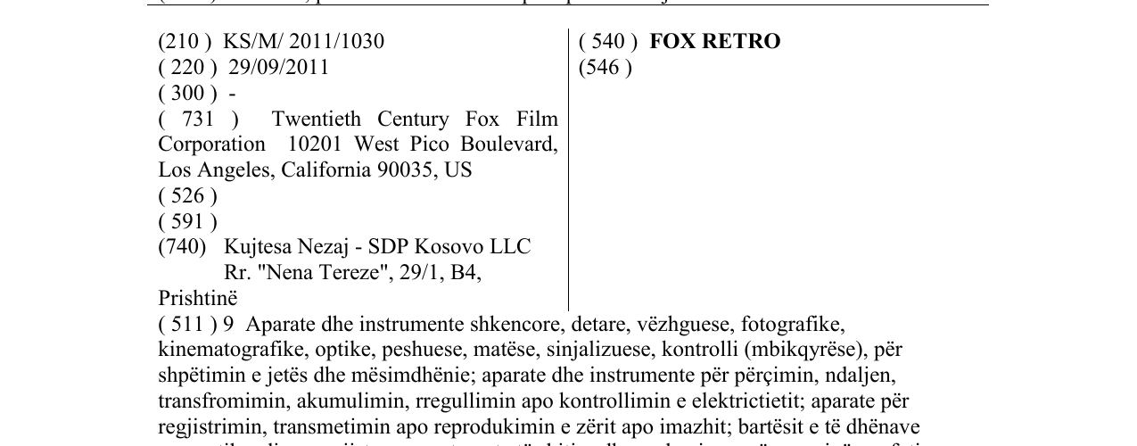 Zëri i markës FOX RETRO në buletin