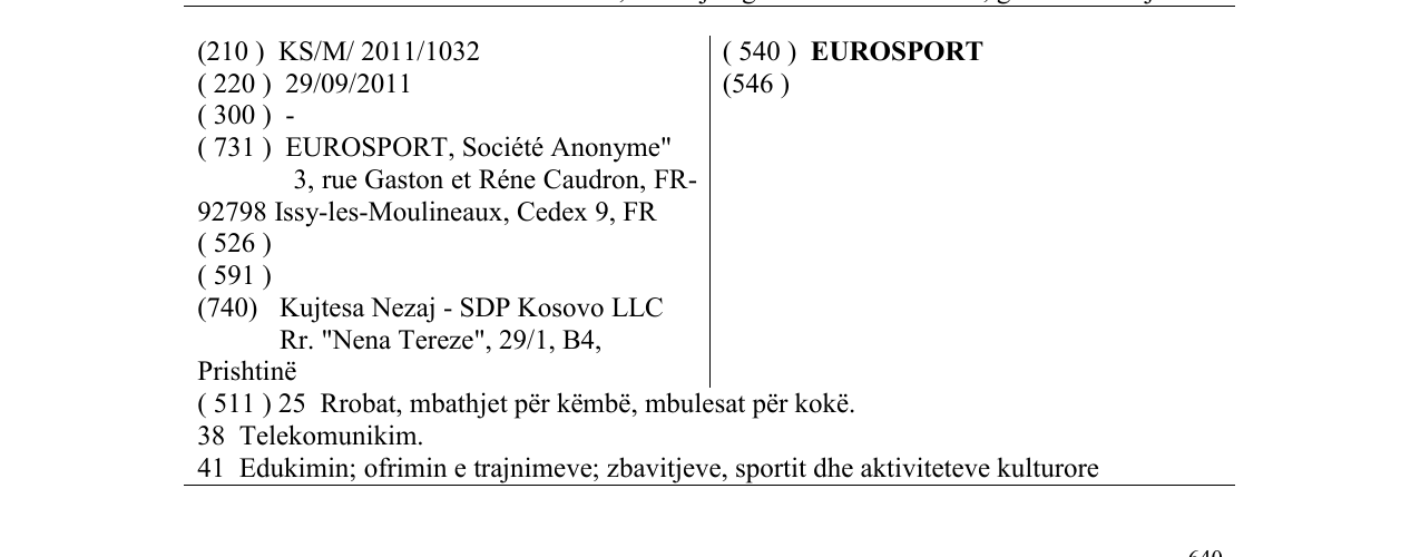 Zëri i markës EUROSPORT në buletin