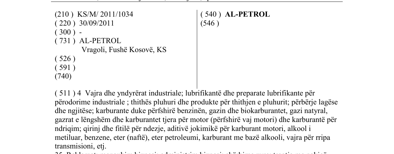 Zëri i markës AL-PETROL në buletin