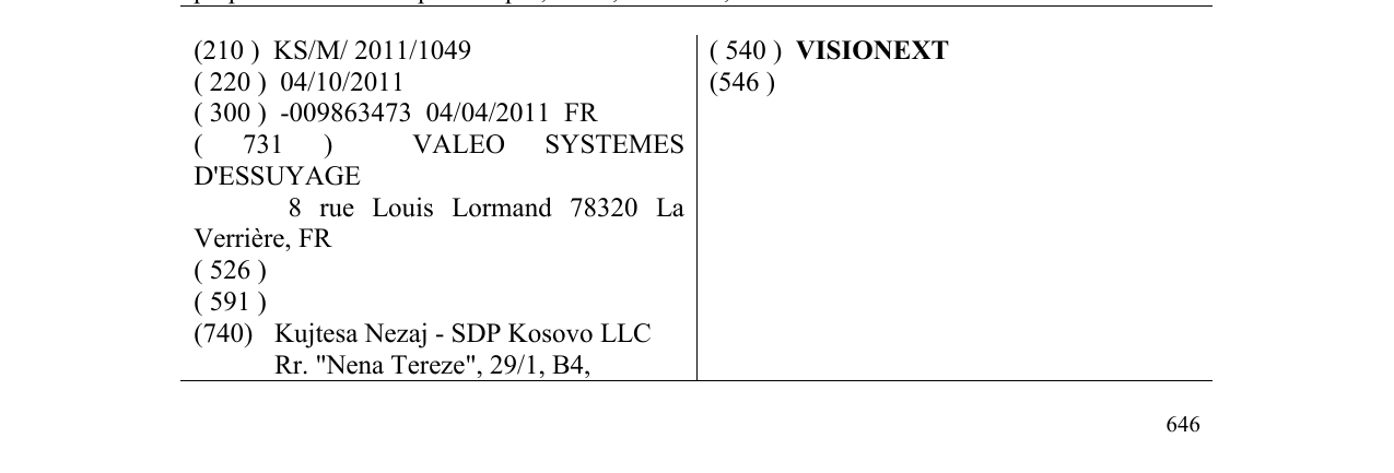 Zëri i markës VISIONEXT në buletin