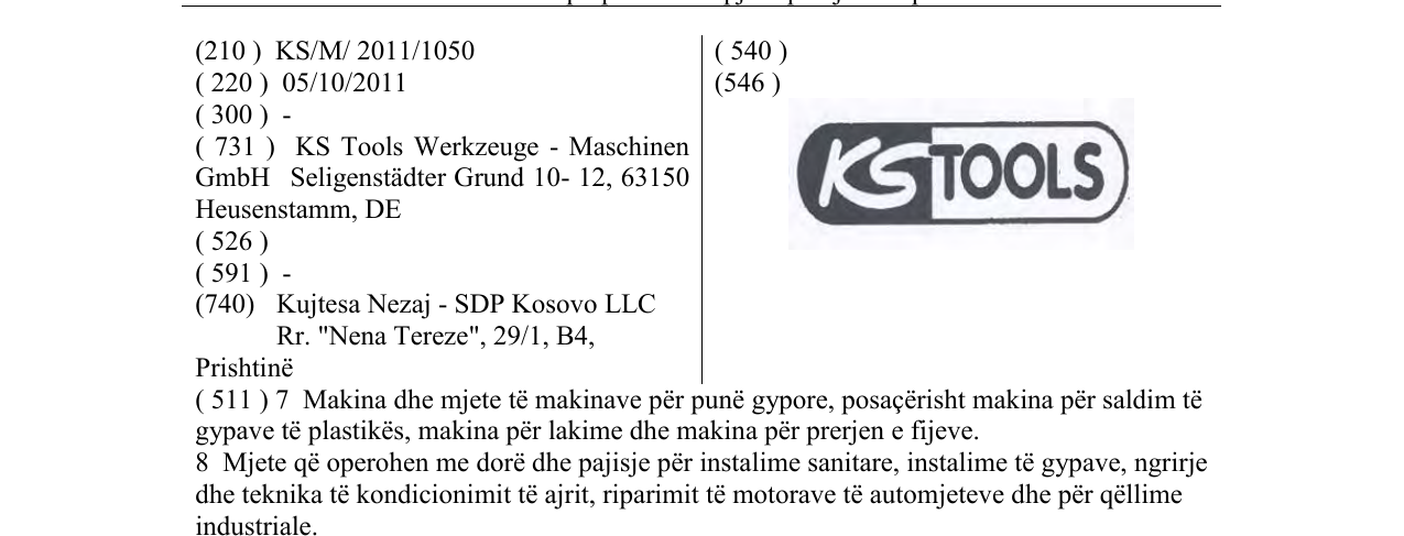 Zëri i markës KSTOOLS në buletin