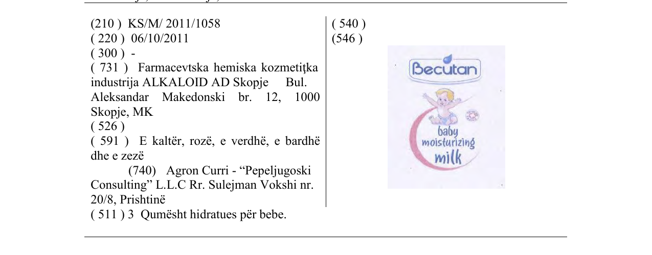 Zëri i markës Becutan në buletin