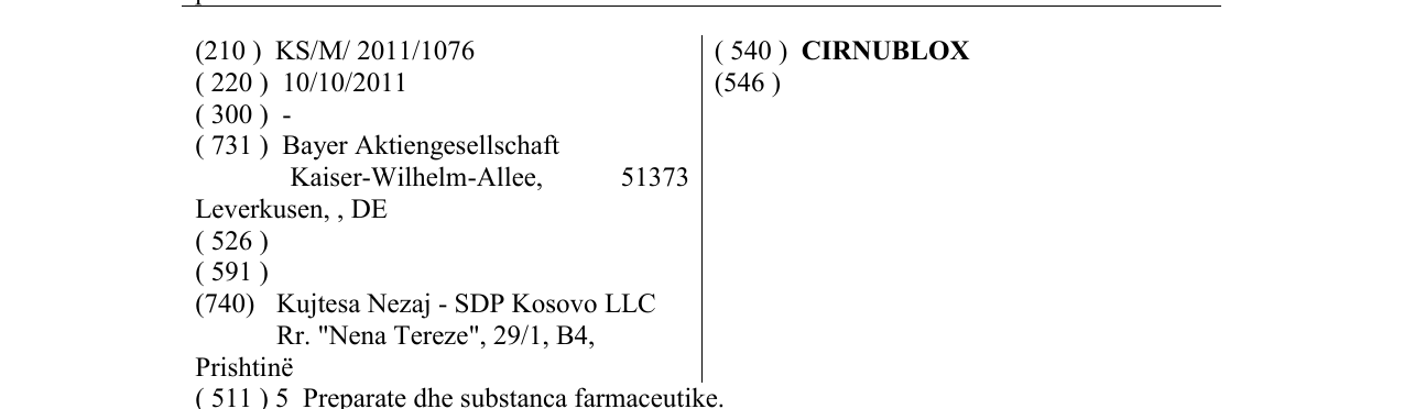Zëri i markës CIRNUBLOX në buletin