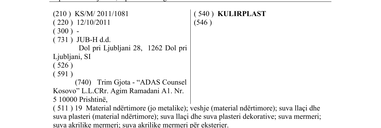 Zëri i markës KULIRPLAST në buletin