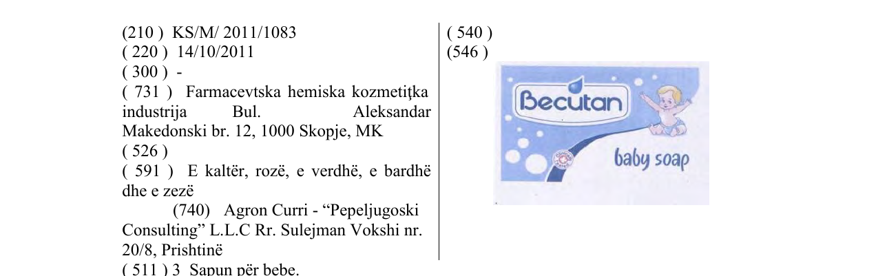 Zëri i markës Becutan baby soap në buletin