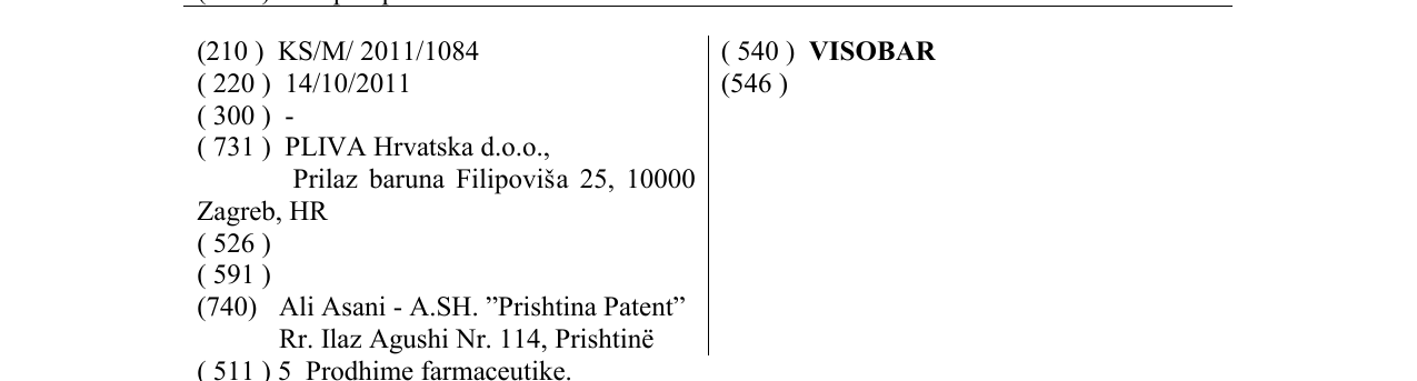 Zëri i markës VISOBAR në buletin