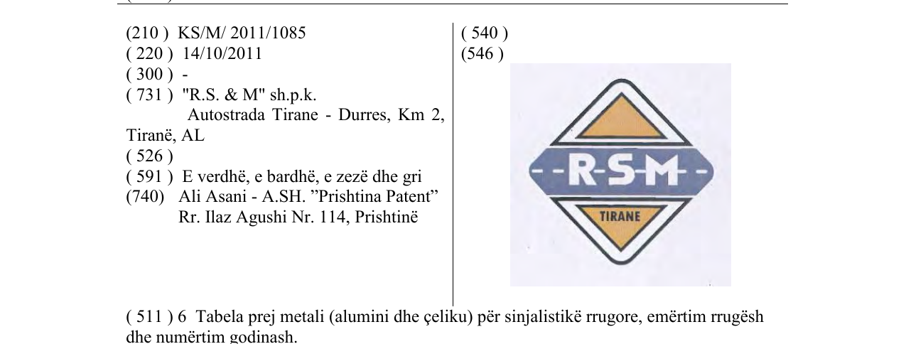 Zëri i markës - - R-S-M- - në buletin