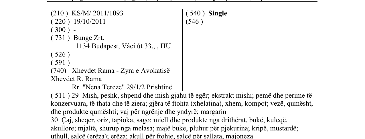 Zëri i markës Single në buletin